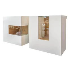 Vitrine Lack Weiß Matt Mit Beleuchtung (rechts auf dem Bild)