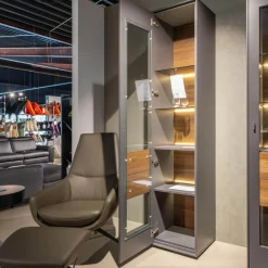 Vitrine Lavato 440 Links Kernnussbaum Schiefergrau Inklusive Beleuchtung