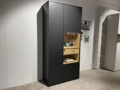 Vitrine Lumea 7268 3893 R Lack Anthrazit Matt Absetzung Eiche Gehackt Gebürstet Mit Beleuchtung