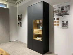 Vitrine Lumea 7268 3893 R Lack Anthrazit Matt Absetzung Eiche Gehackt Gebürstet Mit Beleuchtung