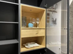 Vitrine Lumea 7268 3893 R Lack Anthrazit Matt Absetzung Eiche Gehackt Gebürstet Mit Beleuchtung