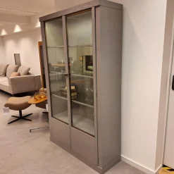 Vitrine Madison 2-türig Korpus Eiche Grau Gebeizt Türen Glas Mit Beleuchtung