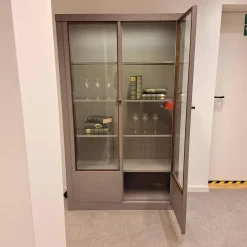 Vitrine Madison 2-türig Korpus Eiche Grau Gebeizt Türen Glas Mit Beleuchtung