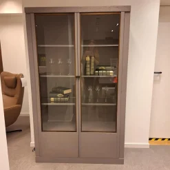 Vitrine Madison 2-türig Korpus Eiche Grau Gebeizt Türen Glas Mit Beleuchtung