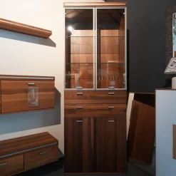 Vitrine Massivholz Türen Oben Glas In Metallrahmen Griffe Silber