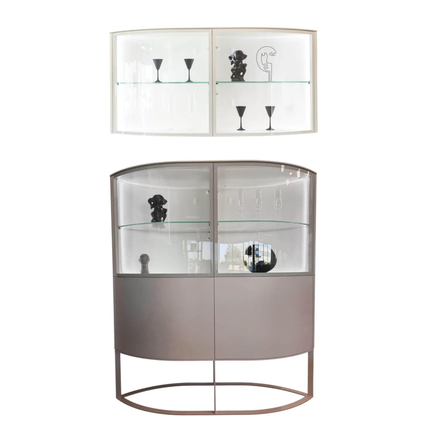 Vitrine Navis Pure Weiß Lack mit Hängeelement