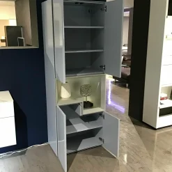 Vitrine Tetrim 981003 Lack Hochglanz Eisblau Rahmen Silberfarben Inklusive LED Rahmenbeleuchtung