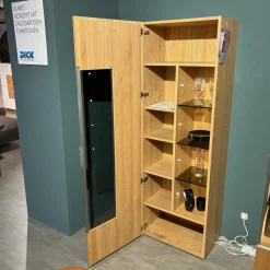 Vitrine V-Alpin AV64G Korpus Eiche Altholz Front Glas Glänzend Eintürig