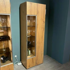 Vitrine V-Alpin AV64G Korpus Eiche Altholz Front Glas Glänzend Eintürig