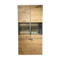 Vitrine Vcuben Wildeiche Rustico Schwarz Gestell Metall Anthrazit Mit Beleuchtung