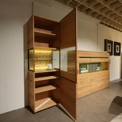 Vitrine Vcuben Wildeiche Rustikal Metall Kupfer Bronze Inklusive Beleuchtung