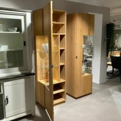 Vitrine Waltrop Asteiche Bianco mit LED-Beleuchtung