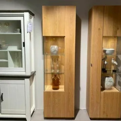 Vitrine Waltrop Asteiche Bianco mit LED-Beleuchtung