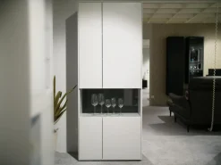 Vitrine WK 419 Intono 62462 Lack Steingrau 407 Rückwand Lack Quarz- Lin