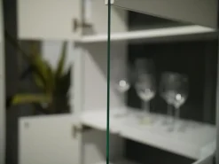 Vitrine WK 419 Intono 62462 Lack Steingrau 407 Rückwand Lack Quarz- Lin