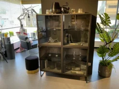 Vitrine WK 420 Viva Holz Furniert Grau Mit Glastüren Gestell Dunkelgrau