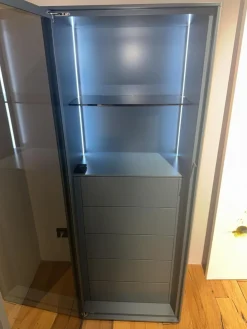 Vitrine WK 418 Zola Glattlack Blaugrün 433 Glas Grau 091 Inklusive LED Beleuchtung Mit Fernbedienungen