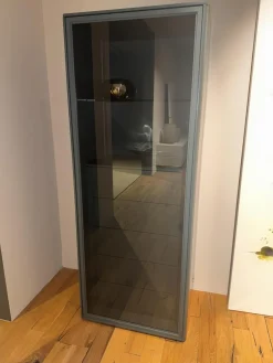 Vitrine WK 418 Zola Glattlack Blaugrün 433 Glas Grau 091 Inklusive LED Beleuchtung Mit Fernbedienungen