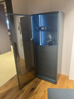 Vitrine WK 418 Zola Glattlack Blaugrün 433 Glas Grau 091 Inklusive LED Beleuchtung Mit Fernbedienungen
