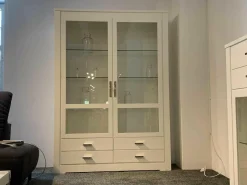 Vitrinenschrank Bordeaux MDF Weiß Gestrichen Lichtgrau Gewicht