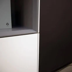 Vitrinenschrank Soma Lack Matt Weiß Und Vulkangrau Grau Matt Weißglas Satiniert Matt Mit Beleuchtung