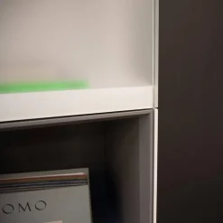 Vitrinenschrank Soma Lack Matt Weiß Und Vulkangrau Grau Matt Weißglas Satiniert Matt Mit Beleuchtung