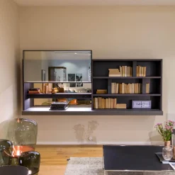 Wandelement 505 Eiche Grau Lack Anthrazit Ecoskin Grau