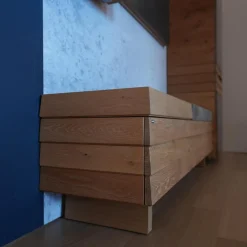 Wandgarderobe V Orango In Wildeiche Rustiko Mit Gepolsterter Klappbarer Bank 5 Mit Vorsatzspiegel Und Einem Dielenschrank