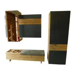 Wandgarderobe V Organo Wildeiche Rustiko Akzent Schwarz Mit Vorsatzspiegel Und Beleuchtung