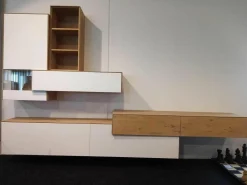 Wandhängeschrank Wildeiche Weiß Geölt mit LED-Lichtband