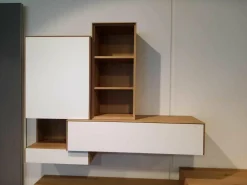 Wandhängeschrank Wildeiche Weiß Geölt mit LED-Lichtband