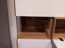 Wandhängeschrank Wildeiche Weiß Geölt mit LED-Lichtband