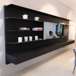 Wandkomposition Abacus Living Nero Opaco 102 Mit Beleuchtung