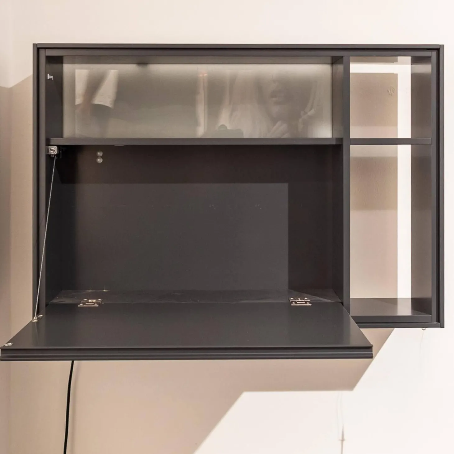 Wandregal Bookless Lack Anthrazit M21 Glasrückwand Mit Beleuchtung