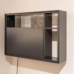 Wandregal Bookless Lack Anthrazit M21 Glasrückwand Mit Beleuchtung