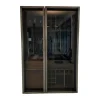 Weinkofferschrank Cambusa Nussbaum Massiv Front Rauchglas Rahmen Eisen Mit LED Beleuchtung