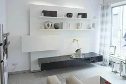 WK 409 Artena Hochglanz Schwarz Hartweiß mit Beleuchtung