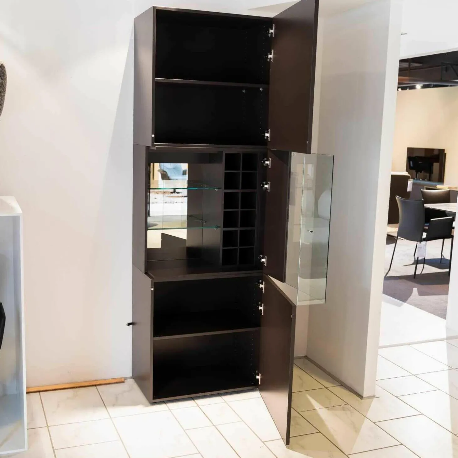 Wohnelement Contur-Unit Glattlack Mocca Mit Beleuchtung