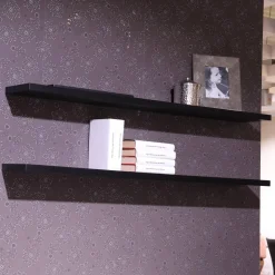 Wohnkombination 4450 Vorschlag 8185 Lack Platingrau Griffe Titangrau Regalböden Eiche Schwarz Echtholzfurniert