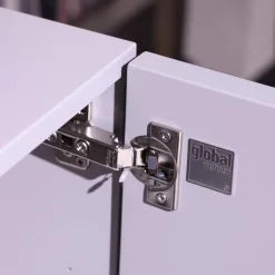 Wohnkombination 4450 Vorschlag 8185 Lack Platingrau Griffe Titangrau Regalböden Eiche Schwarz Echtholzfurniert