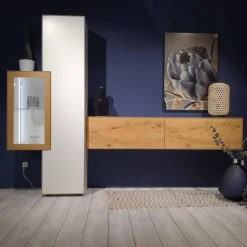 Wohnkombination Dimaro Lack Weiß Asteiche