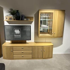 Wohnkombination Kiana VS 66540 Eiche Massiv Sand 2206 Mit Beleuchtung