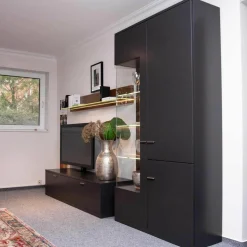 Wohnkombination Lavita Lack Graphit Nussbaum