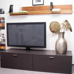 Wohnkombination Lavita Lack Graphit Nussbaum