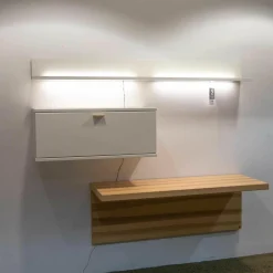 Wohnkombination MR Kira-System Lack Weiß mit Schreibplatte Kernesche