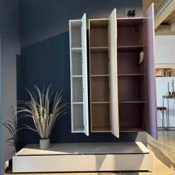 Wohnkombination Spendy Lack Grau-Weiß Rosenholz Mauve