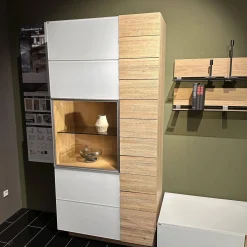 Wohnkombination Vmontanara Wildeiche Geölt Akzent Glas Optiwhite Weiß Mit Beleuchtung