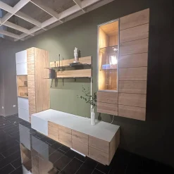 Wohnkombination Vmontanara Wildeiche Geölt Akzent Glas Optiwhite Weiß Mit Beleuchtung