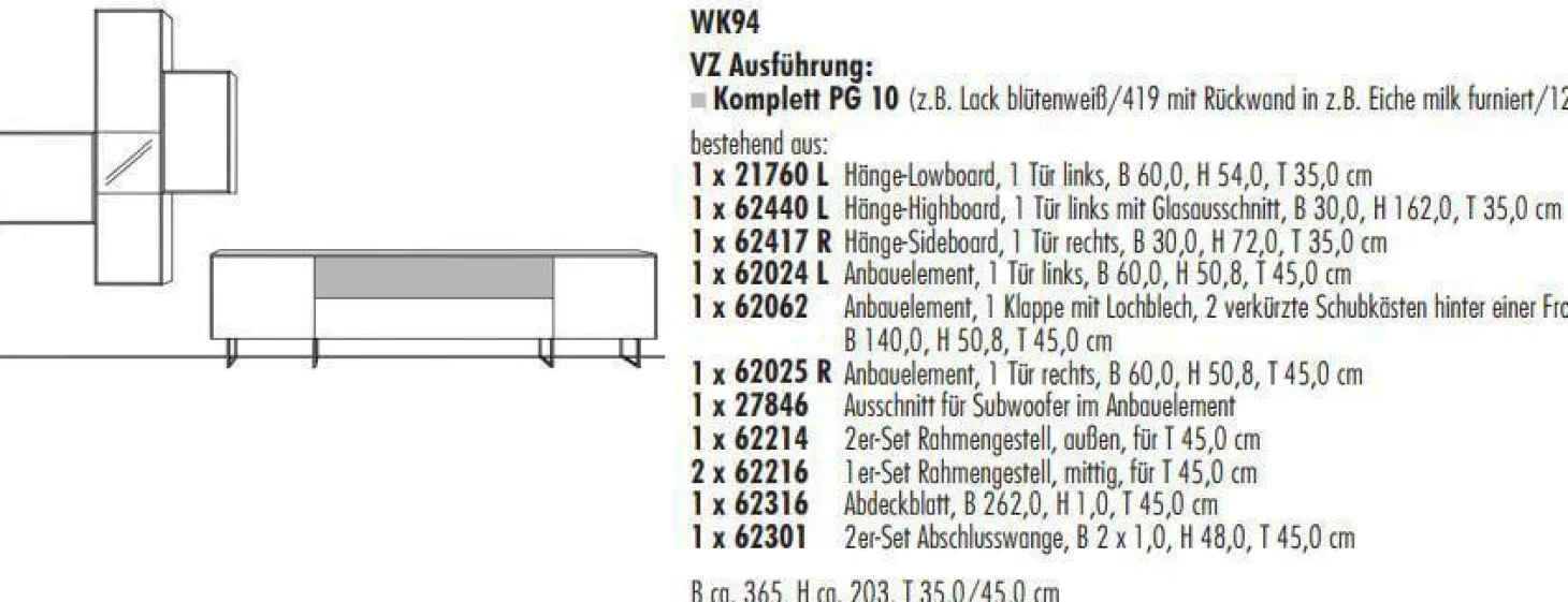 Wohnkombination WK 419 Intono Lack Steingrau Lack Quarz