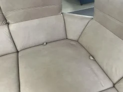 Wohnlandschaft Amalfi Leder Evita Ecru Beige Grau Füße Metallkufe Schwarz Lackiert Mit Elektrische Relaxverstellung